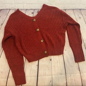Cropped Burgandy Cardigan